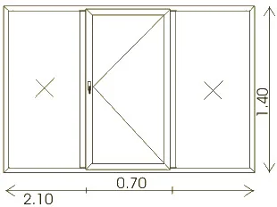 Троен прозорец · 2.10 × 1.40 m