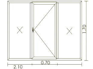 Троен прозорец · 2.10 × 1.70 m