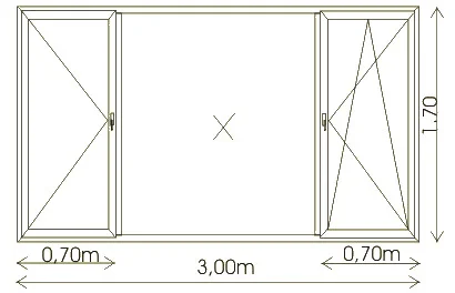 Троен прозорец · 3.00 × 1.70 m